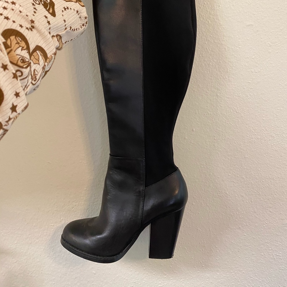 ALDO tall boots, zipper, stretchy back material, size 7